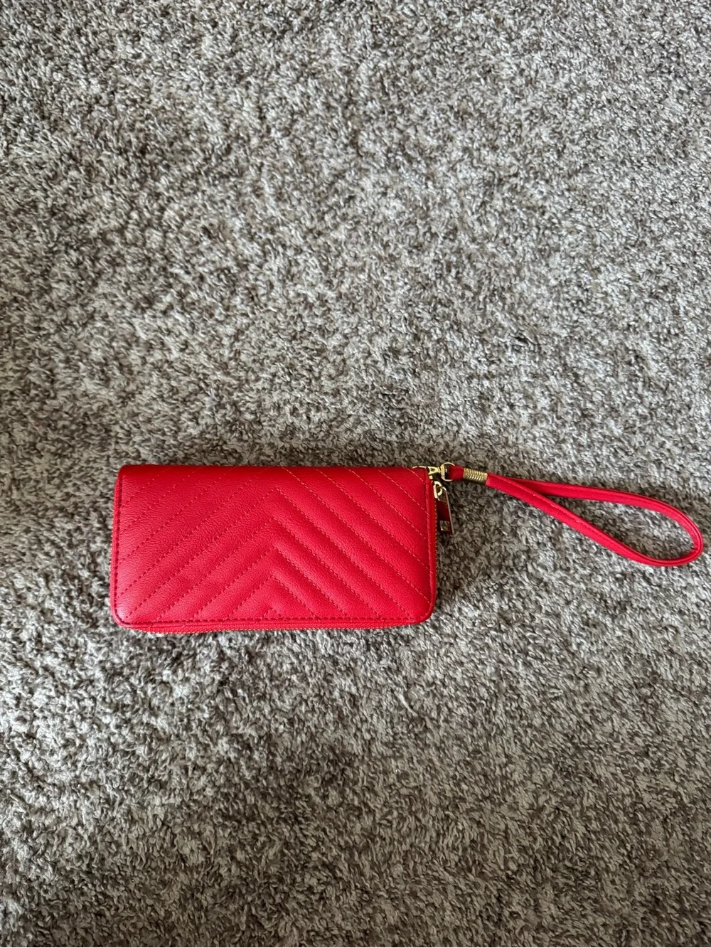 Red Quilted Wristlet Wallet with Removable Strap